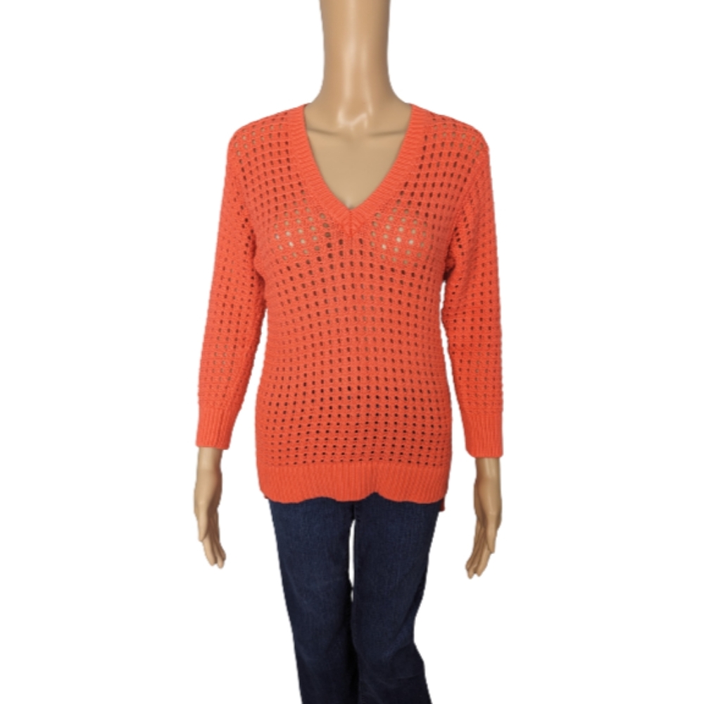 MICHAEL Michael Kors V-Neck Boxy Mesh Sweater XS